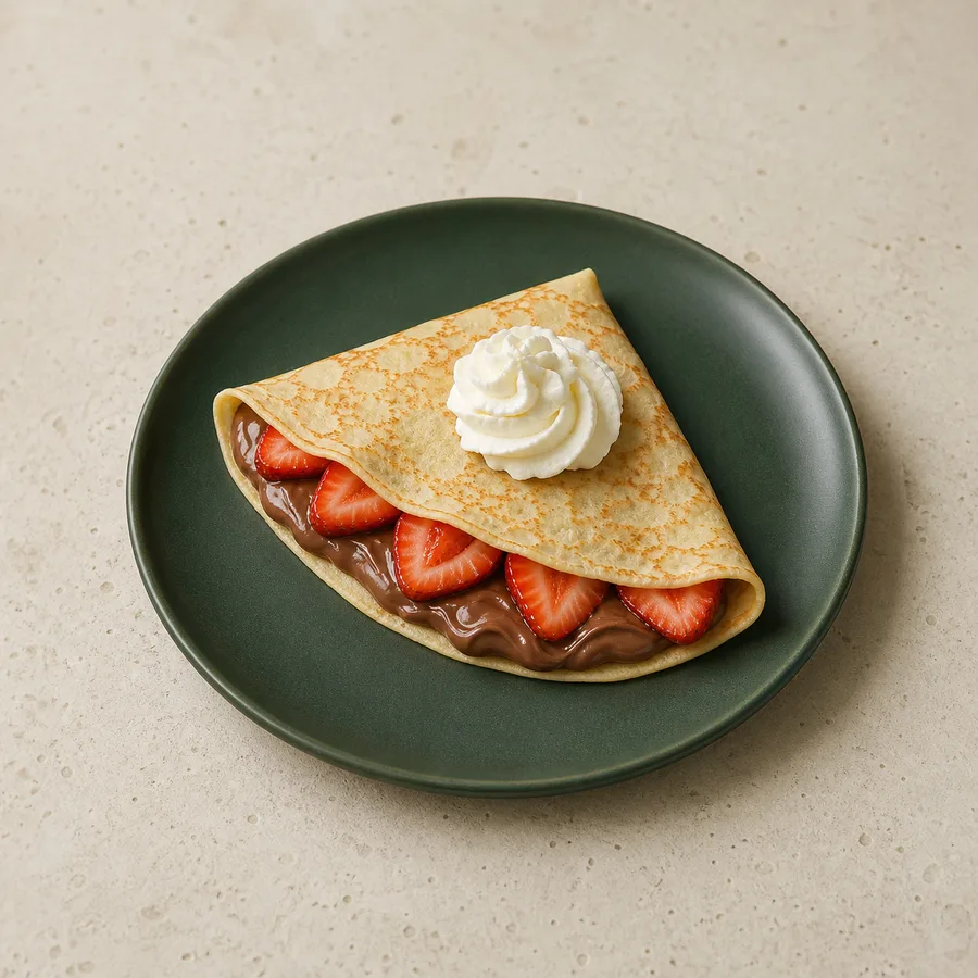 Crepe de Nutella, morango e chantilly