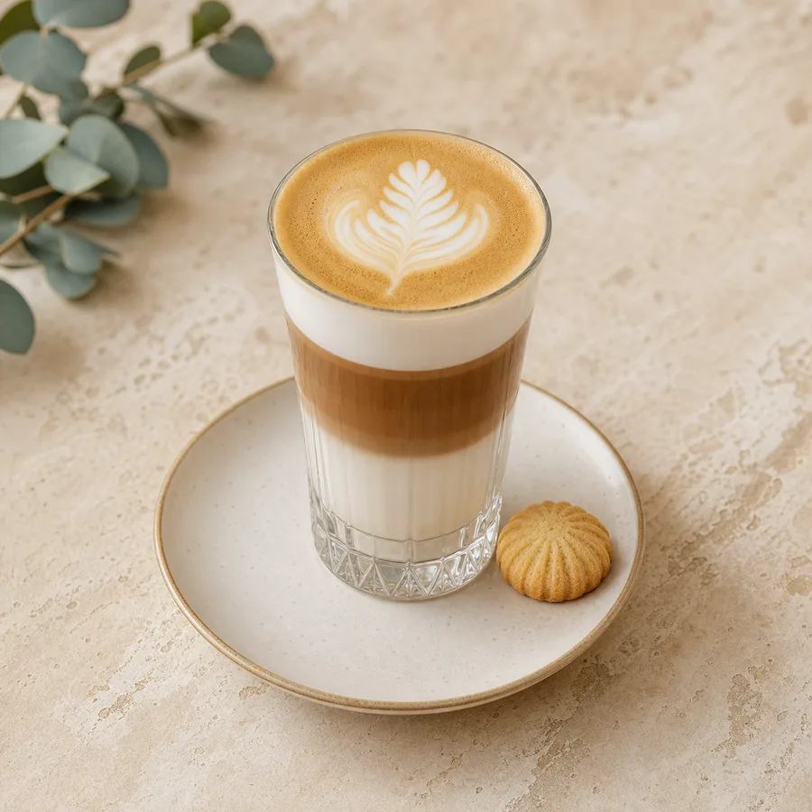 Latte macchiato do cardápio Triunfo ao Rei